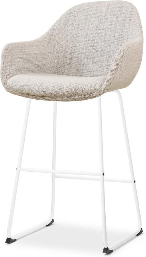 Nolon Nino-Mae Barkruk Beige Gemêleerd Wit Onderstel 75 cm Hoge Kruk Barkruk met Rugleuning Design Scandinavisch Comfortabel