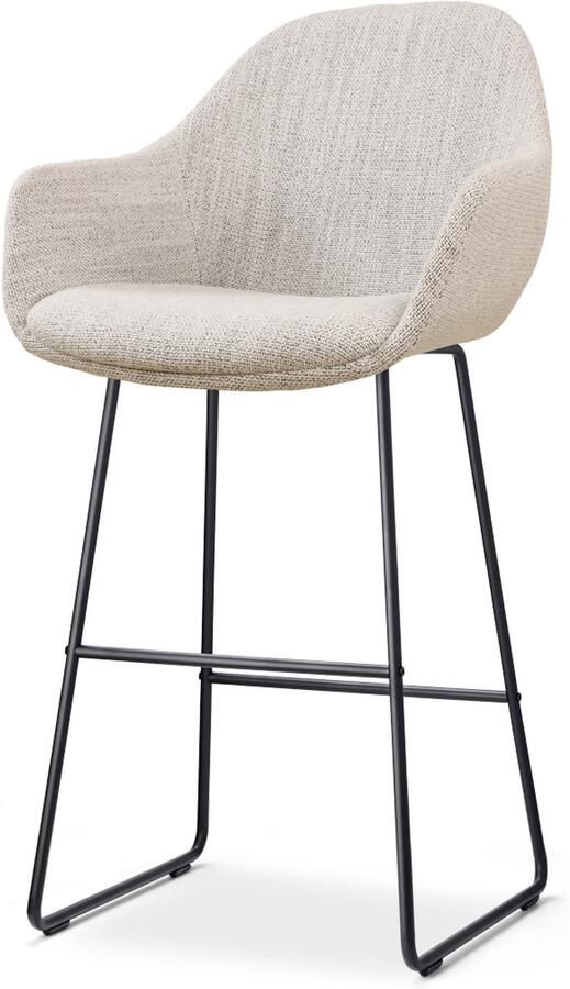 Nolon Nino-Mae Barkruk Beige Gemêleerd Zwart Onderstel 75 cm Hoge Kruk Barkruk met Rugleuning Design Scandinavisch Comfortabel