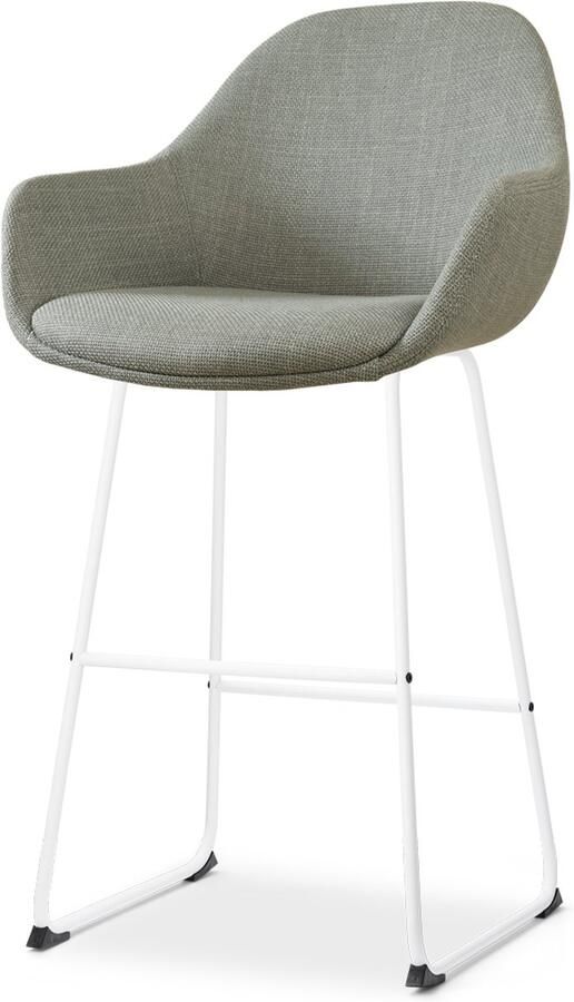 Nolon Nino-Mae Barkruk Groen Wit Onderstel 75 cm Hoge Kruk Barkruk met Rugleuning Design Scandinavisch Comfortabel
