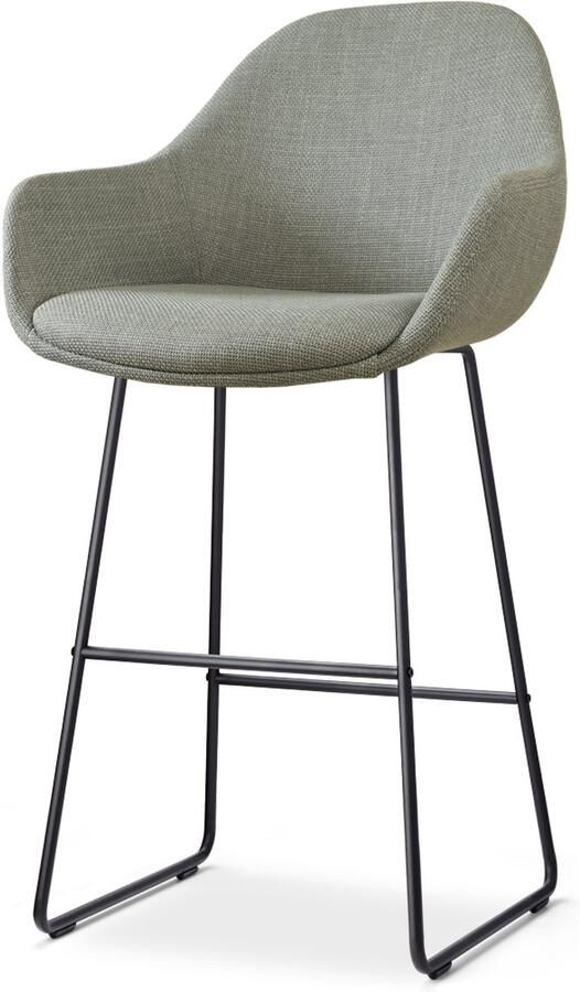 Nolon Nino-Mae Barkruk Groen Zwart Onderstel 75 cm Hoge Kruk Barkruk met Rugleuning Design Scandinavisch Comfortabel