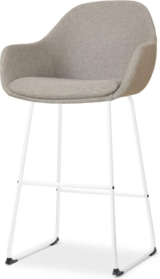 Nolon Nino-Mae Barkruk Warm Grijs Wit Onderstel 75 cm Hoge Kruk Barkruk met Rugleuning Design Scandinavisch Comfortabel