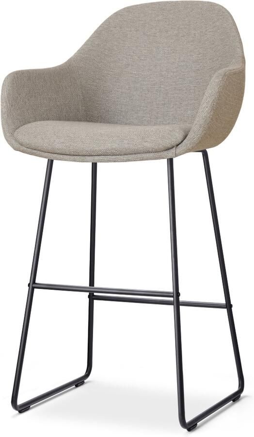 Nolon Nino-Mae Barkruk Warm Grijs Zwart Onderstel 75 cm Hoge Kruk Barkruk met Rugleuning Design Scandinavisch Comfortabel