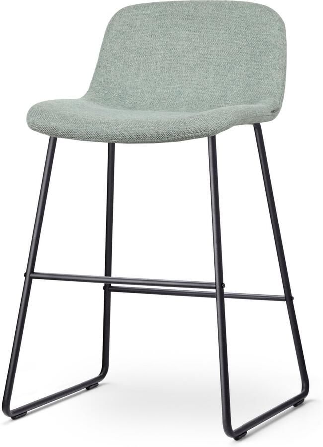 Nolon Nino Barkruk Zacht Groen met Lage Rugleuning Zwart Onderstel 65 cm Kookeiland Stof Barstoel