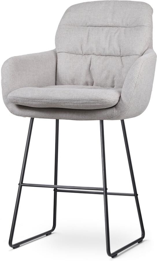 Nolon Nino-Mia Barkruk Beige met Armleuning Zwart Onderstel 65 cm Kookeiland Barkruk met Rugleuning