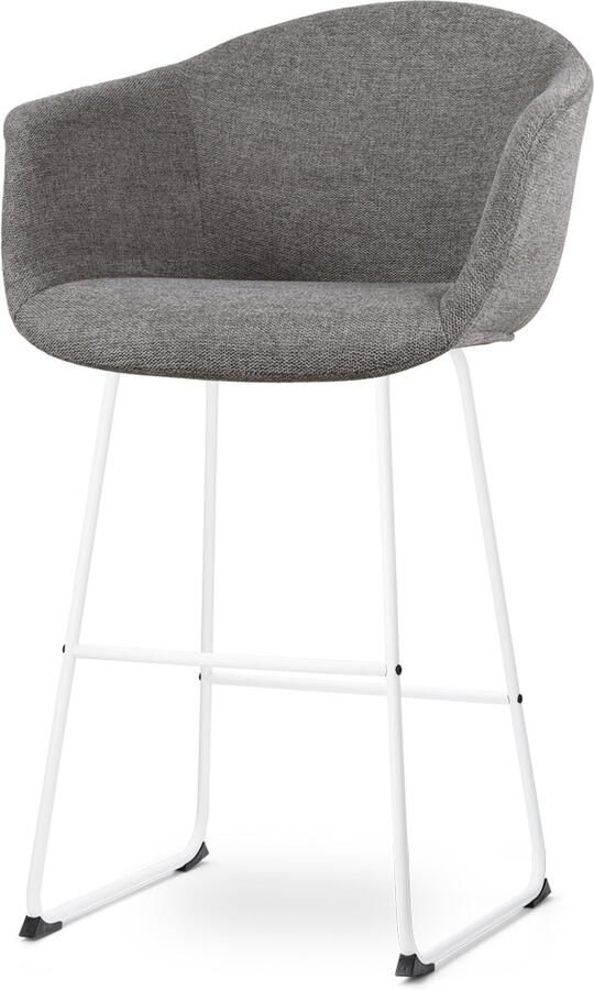 Nolon Nino-Otis Barkruk Donkergrijs met Armleuning Wit Onderstel 75 cm Stof Barkruk met Rugleuning