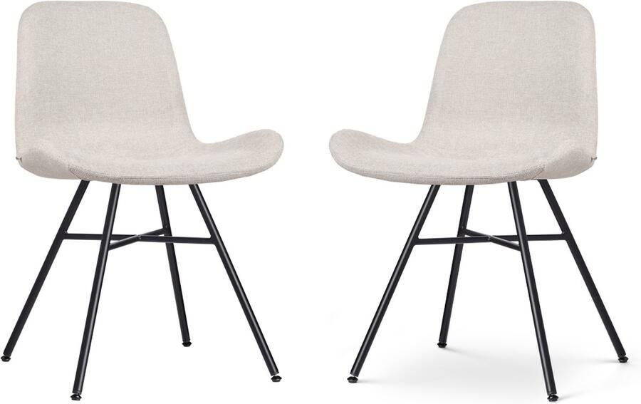 Nolon Noa-Fé Eetkamerstoelen Set van 2 Beige Stof Zwart Onderstel Modern