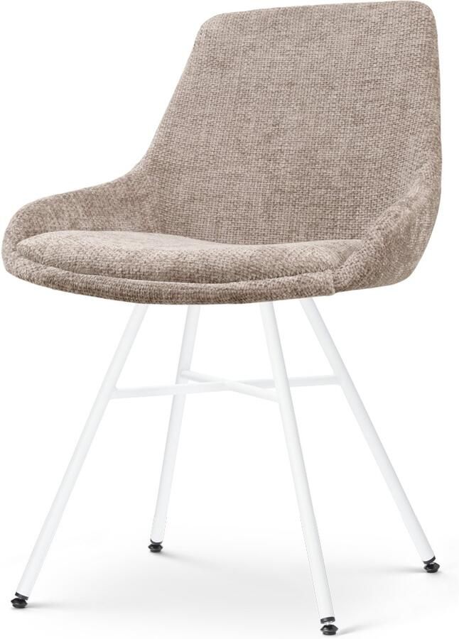 Nolon Noa-Isa Eetkamerstoel Bruin Stof Wit Onderstel Design Scandinavisch Comfortabel