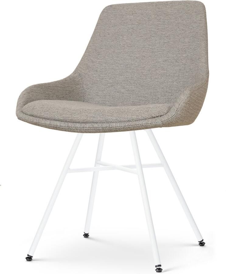 Nolon Noa-Isa Eetkamerstoel Warm Grijs Stof Wit Onderstel Design Scandinavisch Comfortabel