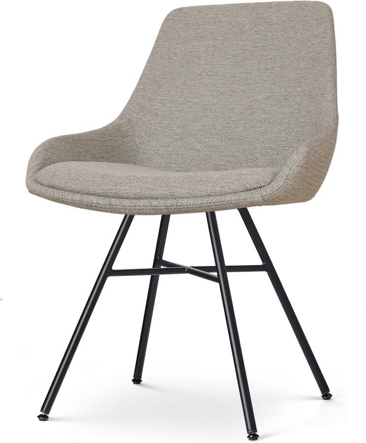Nolon Noa-Isa Eetkamerstoel Warm Grijs Stof Zwart Onderstel Design Scandinavisch Comfortabel
