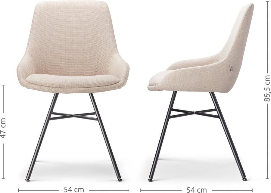 Nolon Noa-Isa Eetkamerstoelen Set van 2 Beige Stof Zwart Onderstel Design Scandinavisch Comfortabel