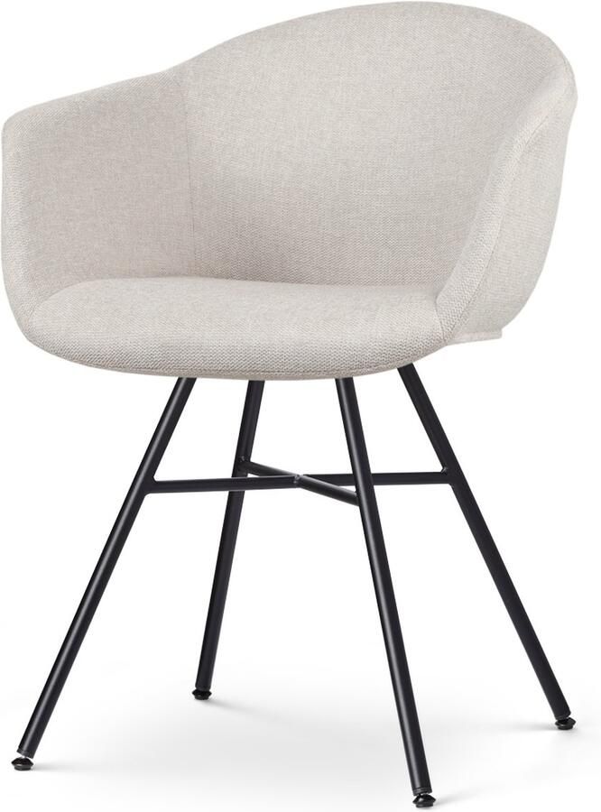Nolon Noa-Otis Eetkamerstoel Beige met Armleuning Stof Zwarte Poten Industrieel