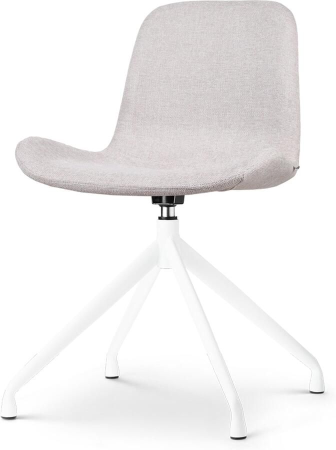 Nolon Nola-Fé eetkamerstoel draaibaar beige stof wit metalen onderstel