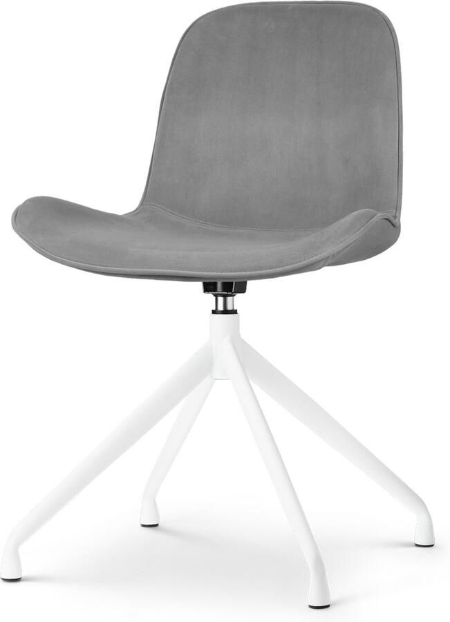 Nolon Nola draaibare eetkamerstoel velvet soft grey wit onderstel velours zacht fluwelen