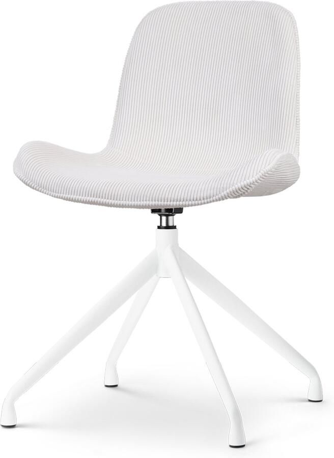 Nolon Nola-Fé Eetkamerstoel Draaibaar Ribstof Cr√ Me Stof Wit Metalen Onderstel