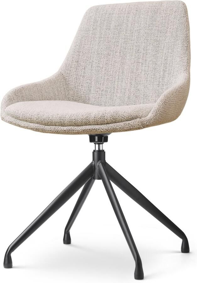 Nolon Nola-Isa Eetkamerstoel Draaibaar Beige Gemêleerd Stof Zwart Onderstel Design Scandinavisch Comfortabel