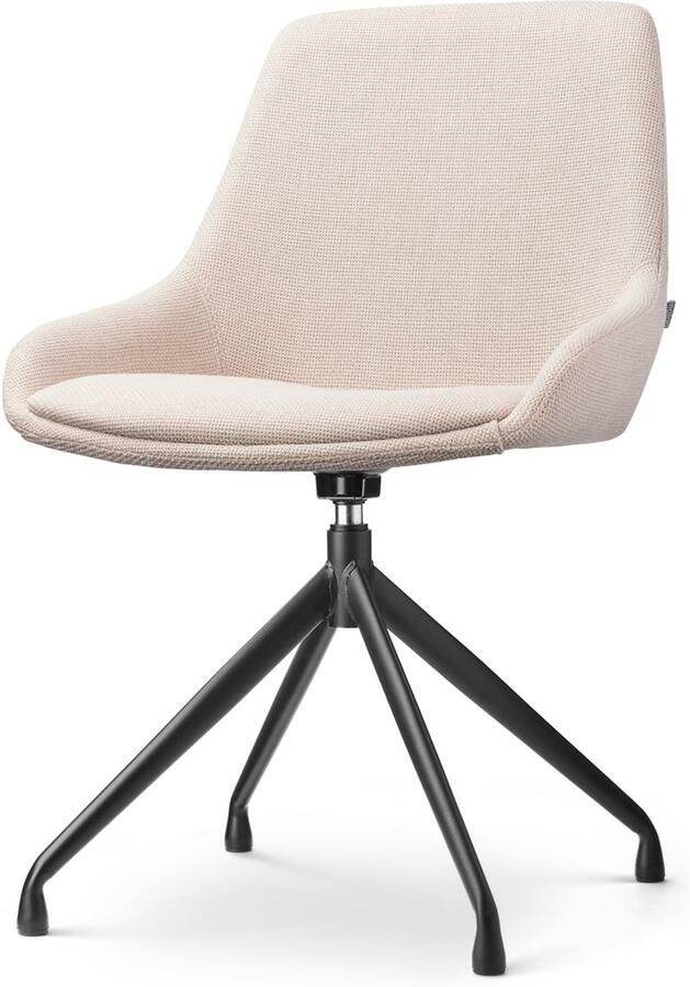 Nolon Nola-Isa Eetkamerstoel Draaibaar Beige Stof Zwart Onderstel Design Scandinavisch Comfortabel