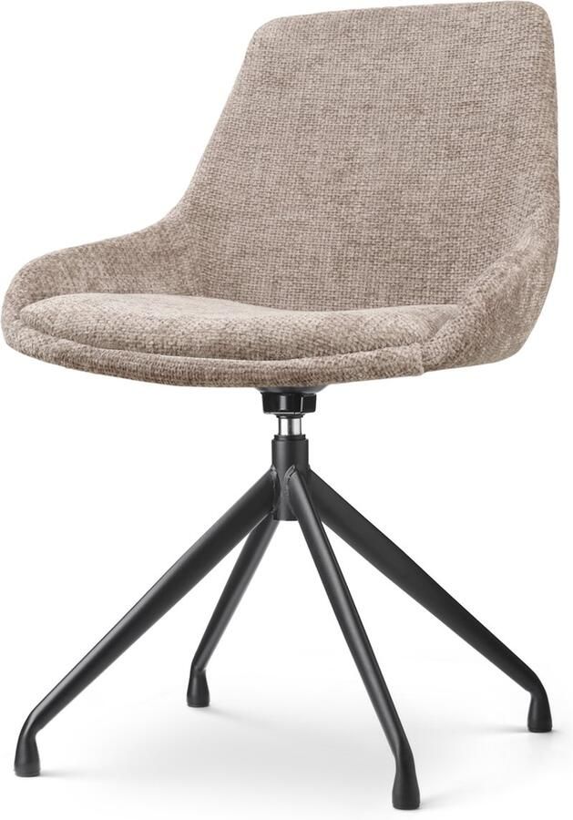 Nolon Nola-Isa Eetkamerstoel Draaibaar Bruin Stof Zwart Onderstel Design Scandinavisch Comfortabel