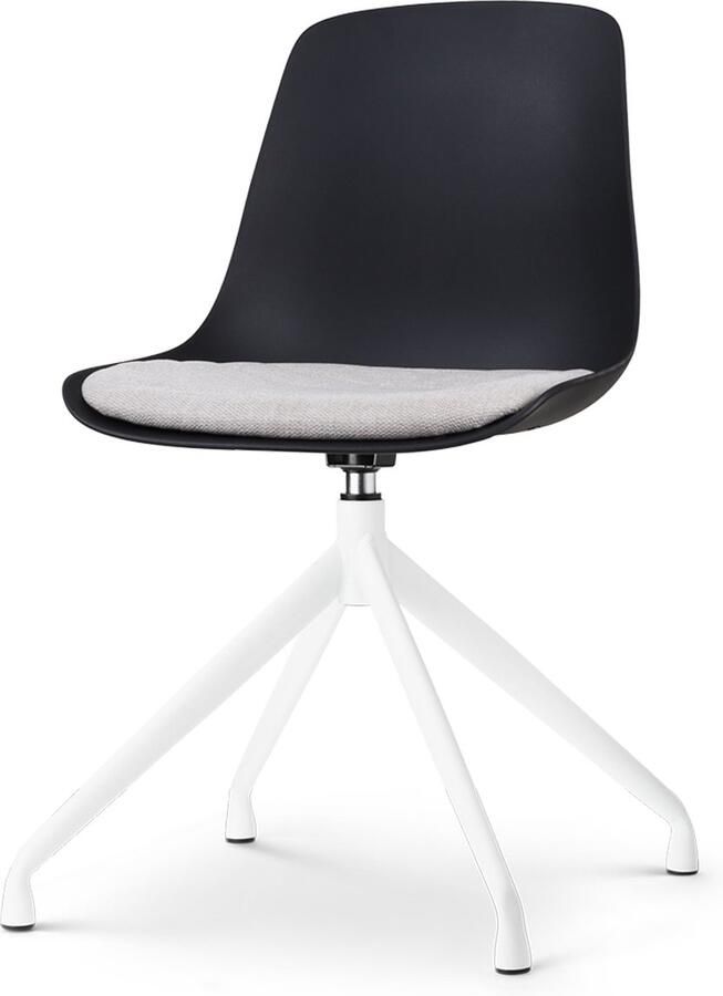Nolon Nola-Liv Eetkamerstoel draaibaar zwart met beige Zitkussen kunststof zitting wit onderstel