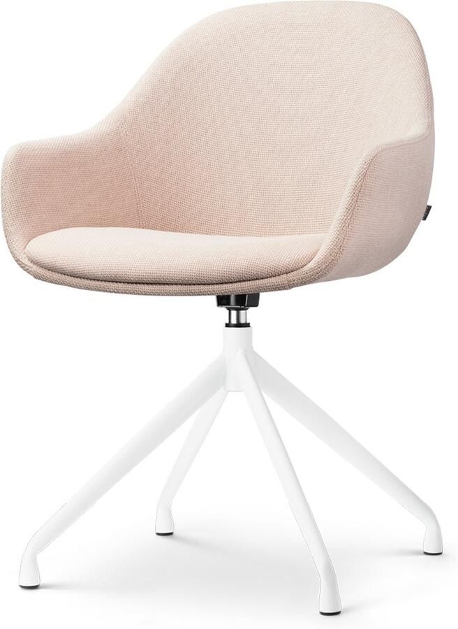 Nolon Nola-Mae Eetkamerstoel Draaibaar Beige met Armleuning Stof Zwart Onderstel Design Scandinavisch Comfortabel