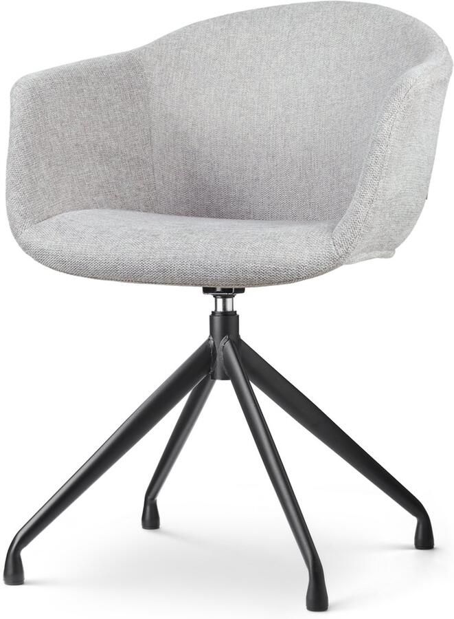 Nolon Nola-Otis Draaibare Eetkamerstoel Lichtgrijs Armleuningen Stof Zwart Onderstel