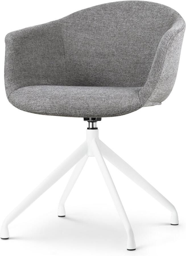 Nolon Nola-Otis Eetkamerstoel Draaibaar Donkergrijs met Armleuning Stof Wit Onderstel
