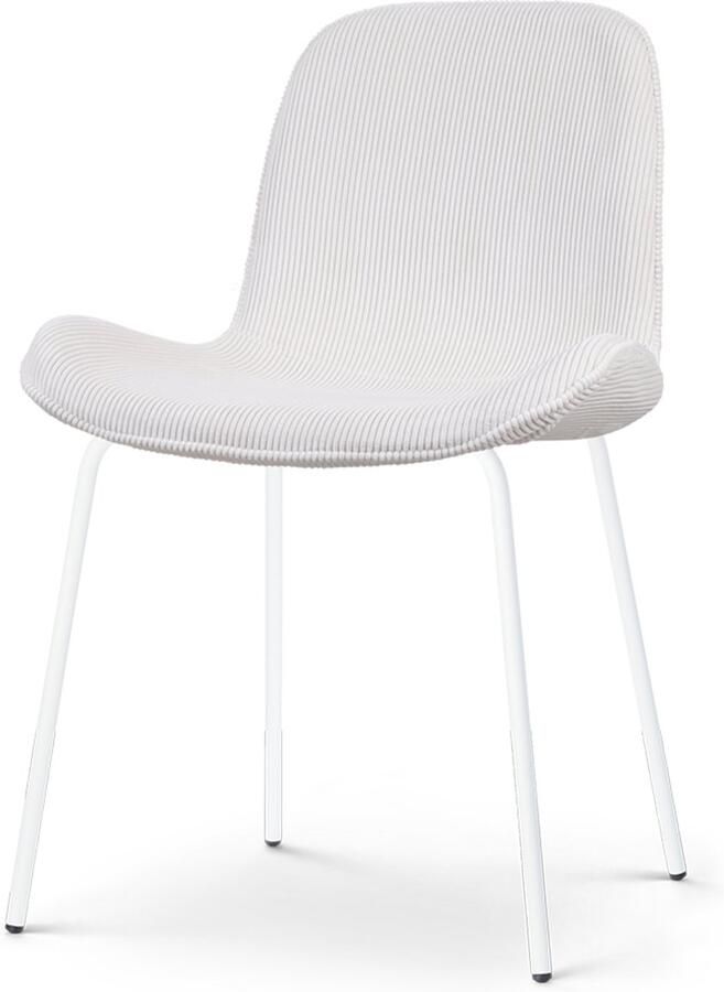 Nolon Nora-Fé Eetkamerstoel Ribstof Crème Stof Wit Onderstel Modern