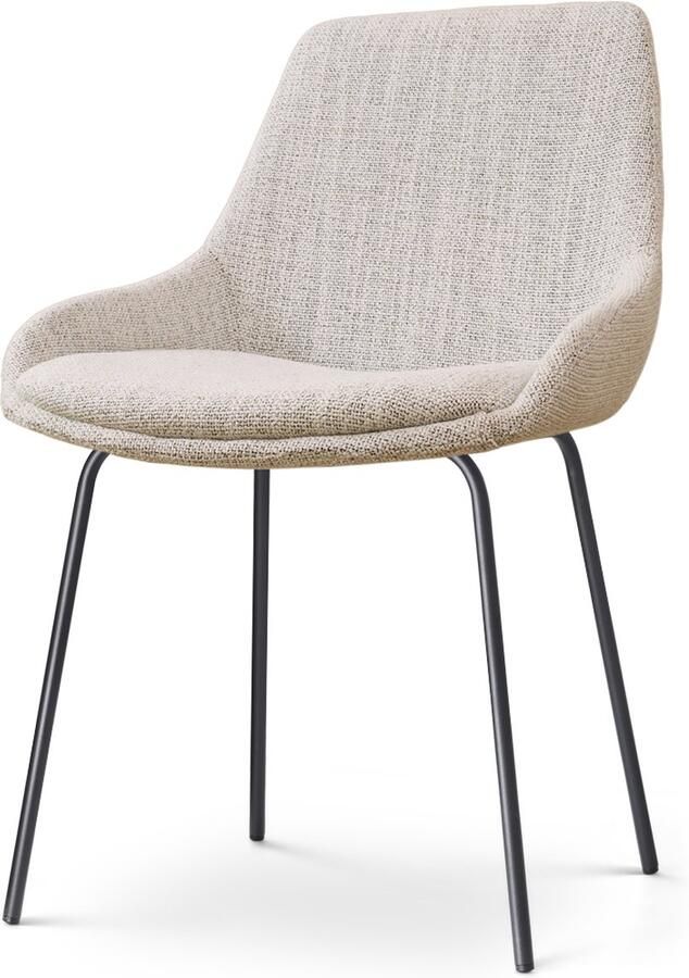 Nolon Nora-Isa Eetkamerstoel Beige Gemêleerd Stof Zwart Onderstel Design Scandinavisch Comfortabel