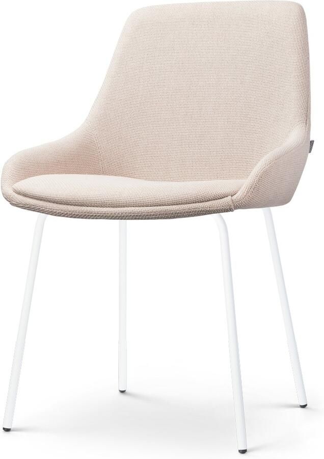 Nolon Nora-Isa Eetkamerstoel beige stof wit onderstel design scandinavisch comfortabel