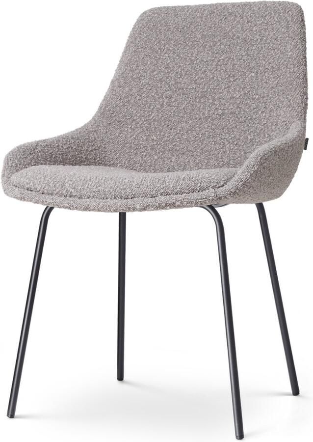 Nolon Nora-Isa Eetkamerstoel bouclé taupe stof zwart onderstel design scandinavisch comfortabel