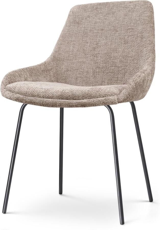 Nolon Nora-Isa Eetkamerstoel Bruin Stof Zwart Onderstel Design Scandinavisch Comfortabel