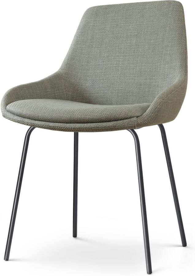 Nolon Nora-Isa Eetkamerstoel Groen Stof Zwart Onderstel Design Scandinavisch Comfortabel