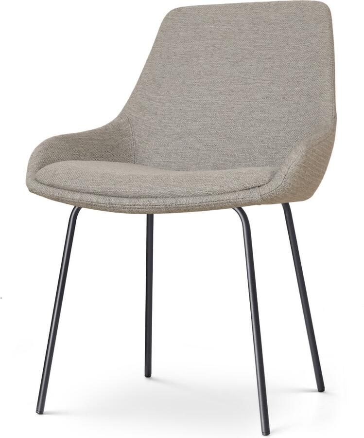 Nolon Nora-Isa Eetkamerstoel Warm Grijs Stof Zwart Onderstel Design Scandinavisch Comfortabel