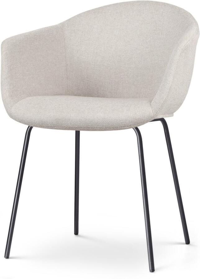 Nolon Nora-Otis Eetkamerstoel Beige met Armleuning Stof Zwart Metalen Poten