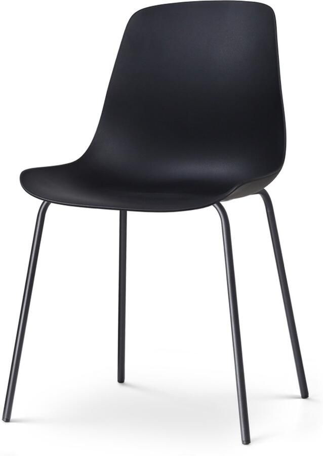 Nolon Nora-Pip Eetkamerstoel Zwart Kunststof Zitting Zwart Metalen Onderstel