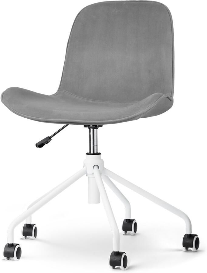 Nolon Nout-Fé Bureaustoel Grijs Velvet Fluweel Verstelbaar Wieltjes Wit Onderstel - Foto 2