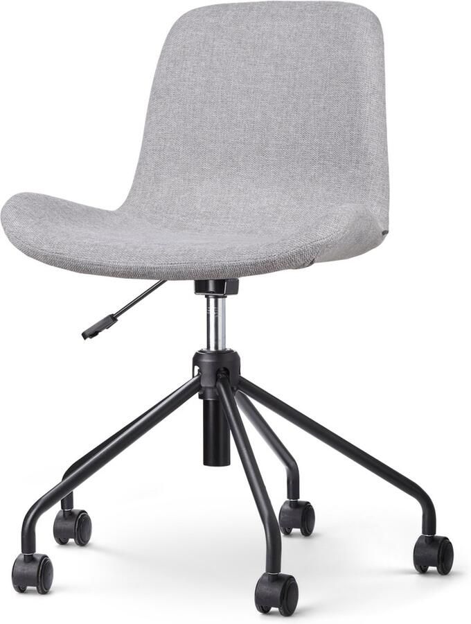 Nolon Nout-Fé Bureaustoel Lichtgrijs Stof Verstelbaar Wieltjes Zwart Onderstel