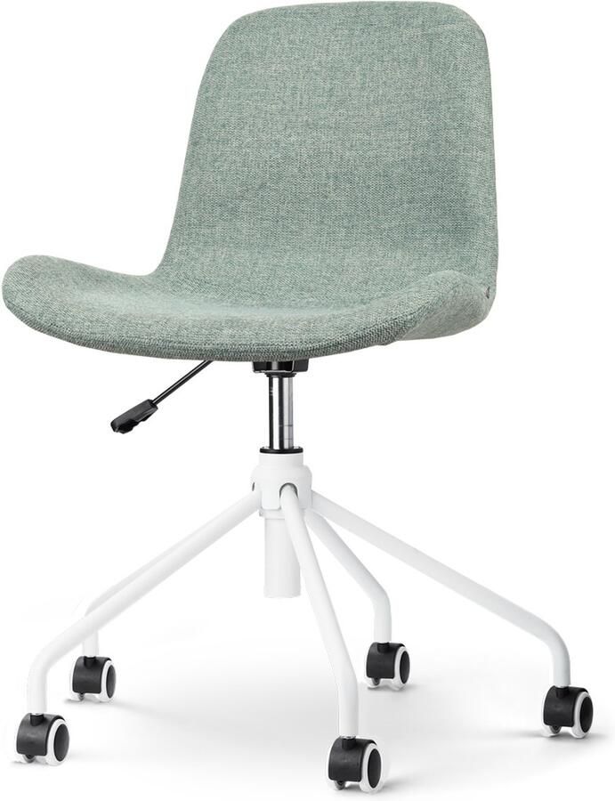 Nolon Nout-Fé Bureaustoel Zacht Groen Stof Verstelbaar Wieltjes Wit Onderstel