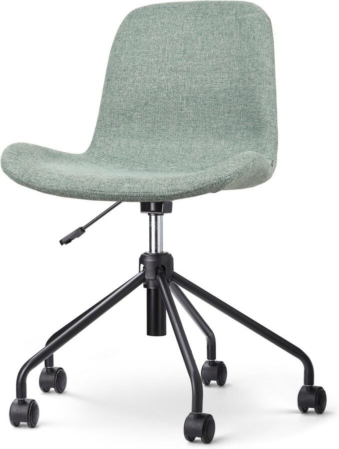 Nolon Nout-Fé Bureaustoel Zacht Groen Stof Verstelbaar Wieltjes Zwart Onderstel