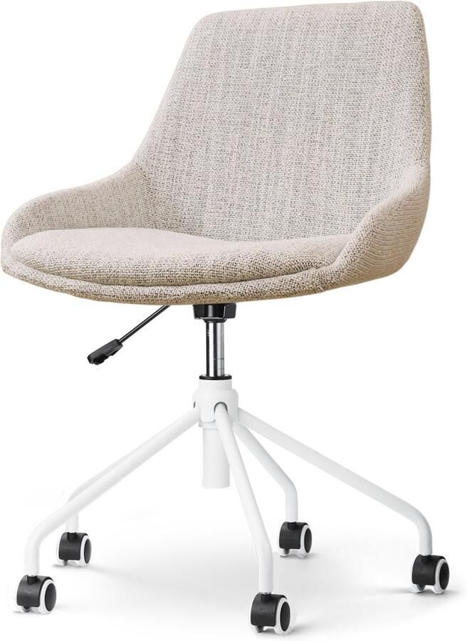 Nolon Nout-Isa Bureaustoel Beige Gemêleerd Stof Verstelbaar Wielen Zonder Armleuning Wit Onderstel