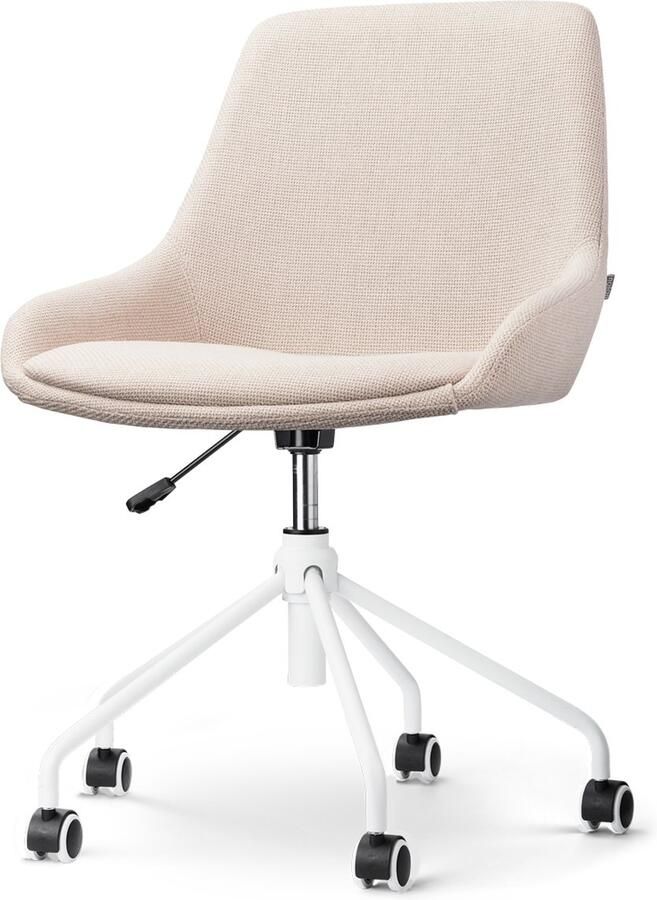 Nolon Nout-Isa Bureaustoel Beige Stof Verstelbaar Wielen Zonder Armleuning Wit Onderstel