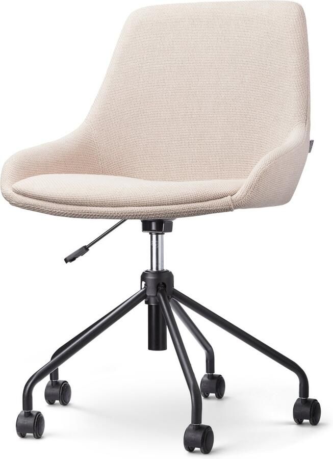 Nolon Nout-Isa Bureaustoel Beige Stof Verstelbaar Wielen Zonder Armleuning Zwart Onderstel - Foto 1