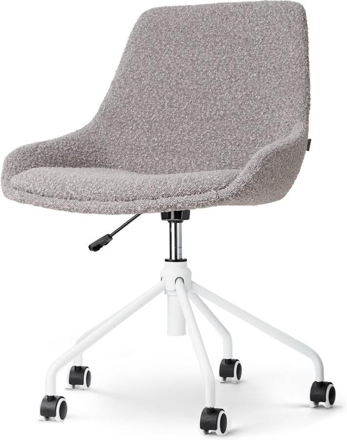 Nolon Nout-Isa Bureaustoel Bouclé Taupe Stof Verstelbaar Wielen Zonder Armleuning Wit Onderstel