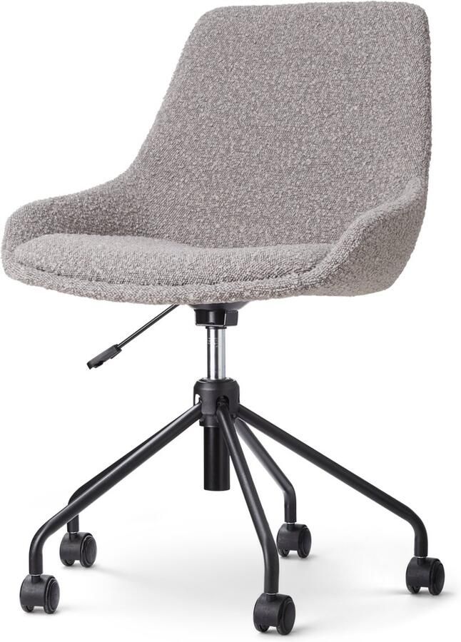 Nolon Nout-Isa Bureaustoel Bouclé Taupe Stof Verstelbaar Wielen Zonder Armleuning Zwart Onderstel