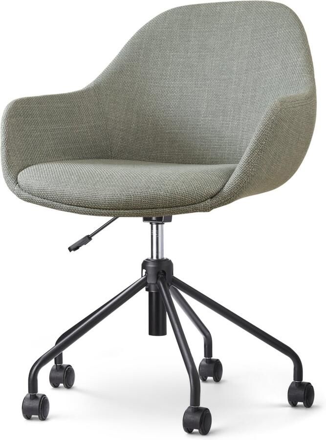 Nolon Nout-Isa Bureaustoel Groen Stof Verstelbaar Wielen Zonder Armleuning Zwart Onderstel