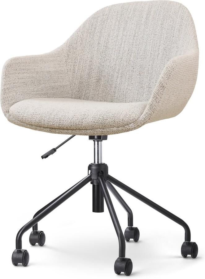 Nolon Nout-Mae Bureaustoel Beige Gemêleerd Stof Verstelbaar Wieltjes Zwart Onderstel Design Comfortabel