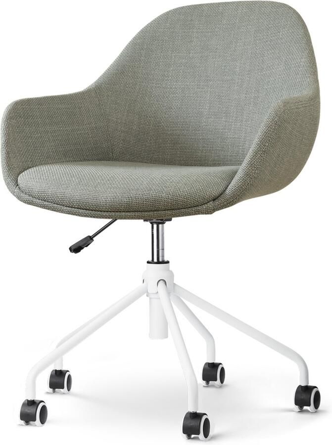 Nolon Nout-Isa Bureaustoel Groen Stof Verstelbaar Wielen Zonder Armleuning Wit Onderstel