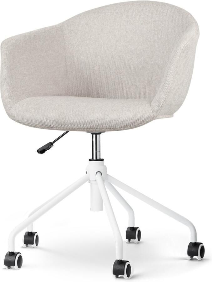 Nolon Nout-Otis Bureaustoel Beige met Armleuning Stof Wieltjes Wit Onderstel
