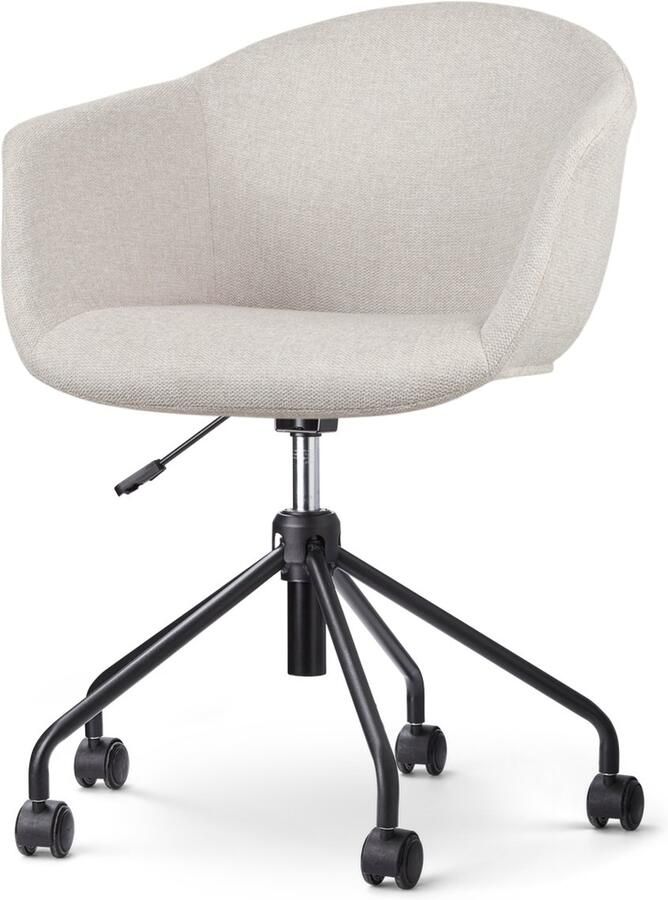 Nolon Nout-Otis Bureaustoel Beige met Armleuning Stof Wieltjes Zwart Onderstel
