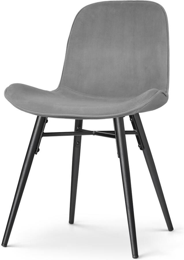 Nolon Nova-Fé Eetkamerstoel Grijs Velvet Fluweel Zwart Metalen Onderstel