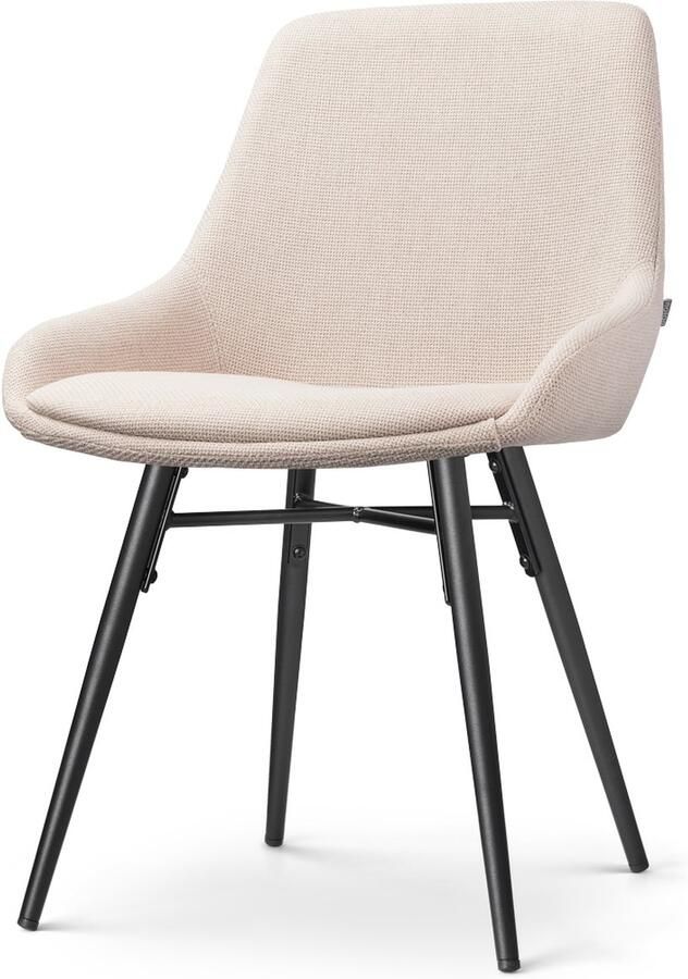 Nolon Nova-Isa Eetkamerstoel Beige Stof Zonder Armleuning Zwart Metalen Poten Industrieel Design Comfortabel